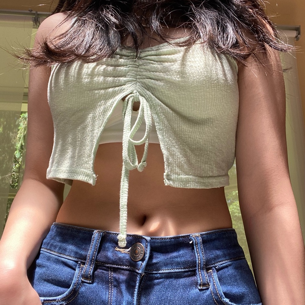 Pacsun sea green ruched tank top
